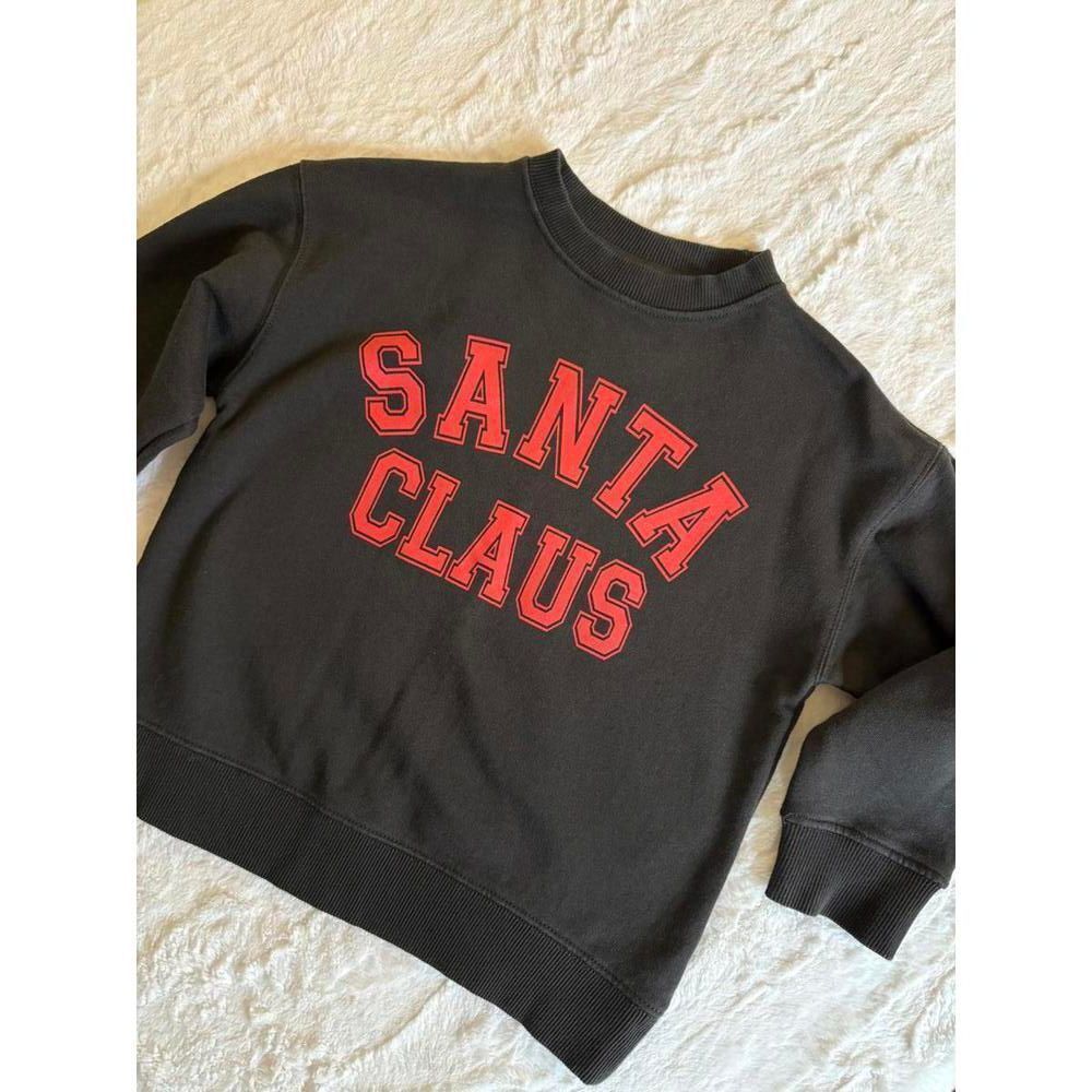 Zara Kids “Santa Claus” Sweatshirt Size 6–7 Black Holiday Crewneck